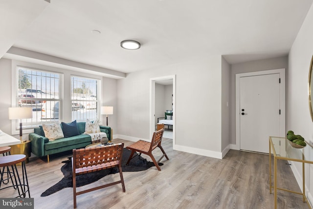 living room with light hardwood / wood-style floors