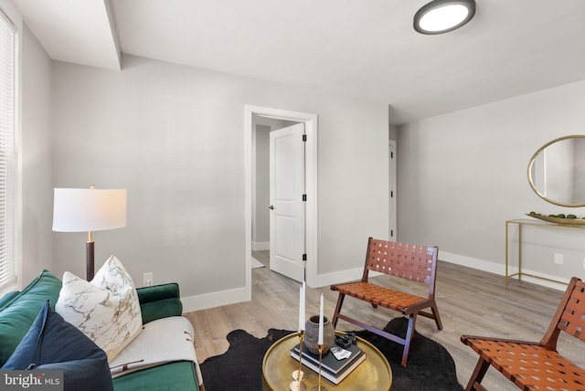 living area with light wood-type flooring