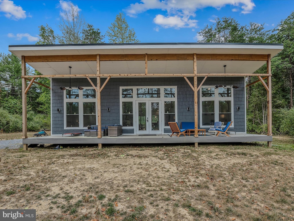 back of house with french doors