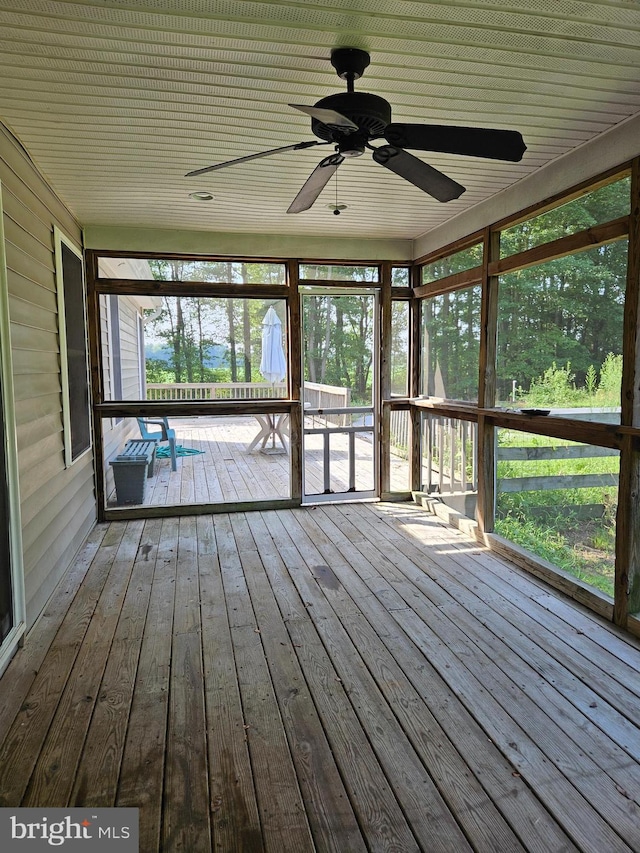 view of unfurnished sunroom