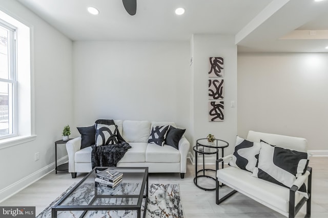 living room featuring light wood-type flooring