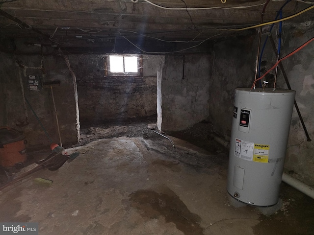 basement with electric water heater