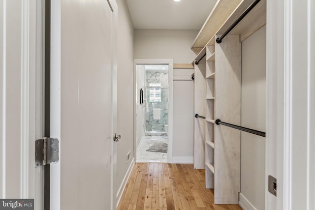 spacious closet with light wood-type flooring