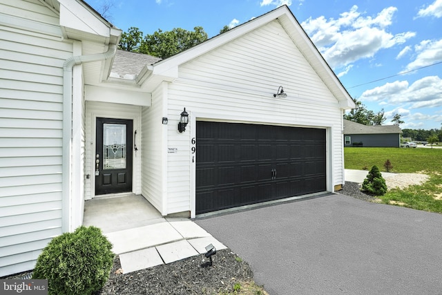 exterior space with a garage