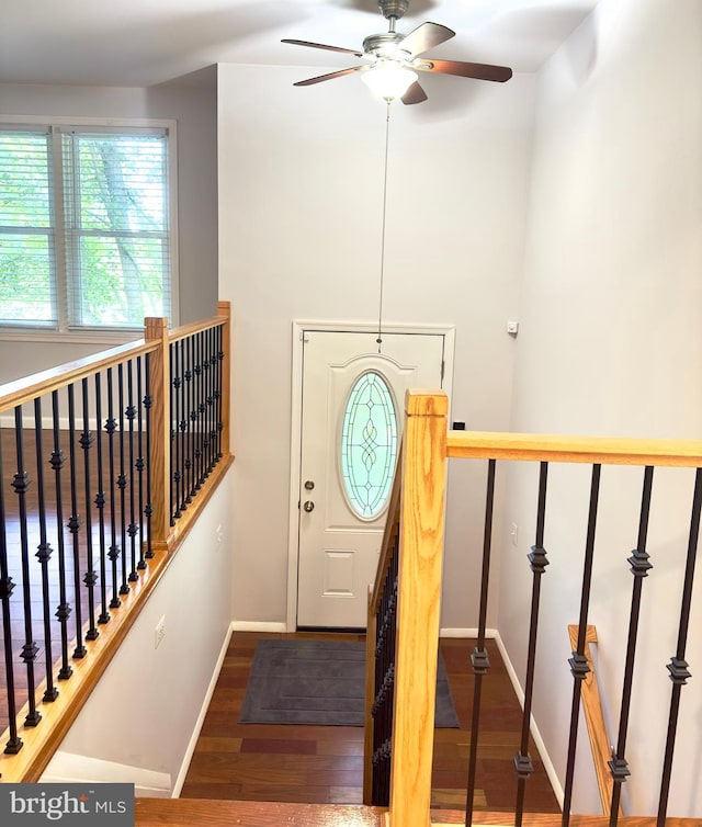 foyer entrance with hardwood / wood-style flooring