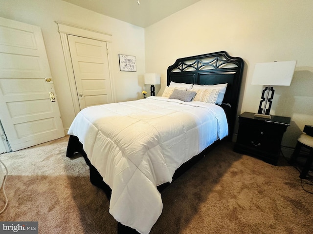 bedroom with carpet and a closet