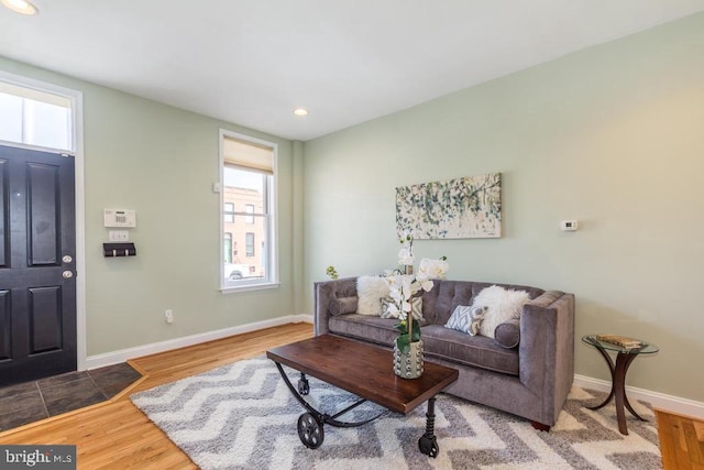 living room with wood-type flooring