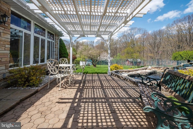 view of patio / terrace featuring a pergola