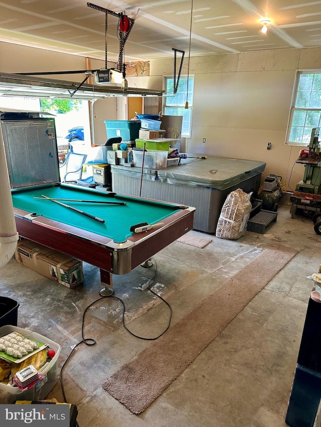 16907 W Hudson Pond Rd, Lincoln, DE 19960 - playroom featuring concrete flooring, a garage, and billiards