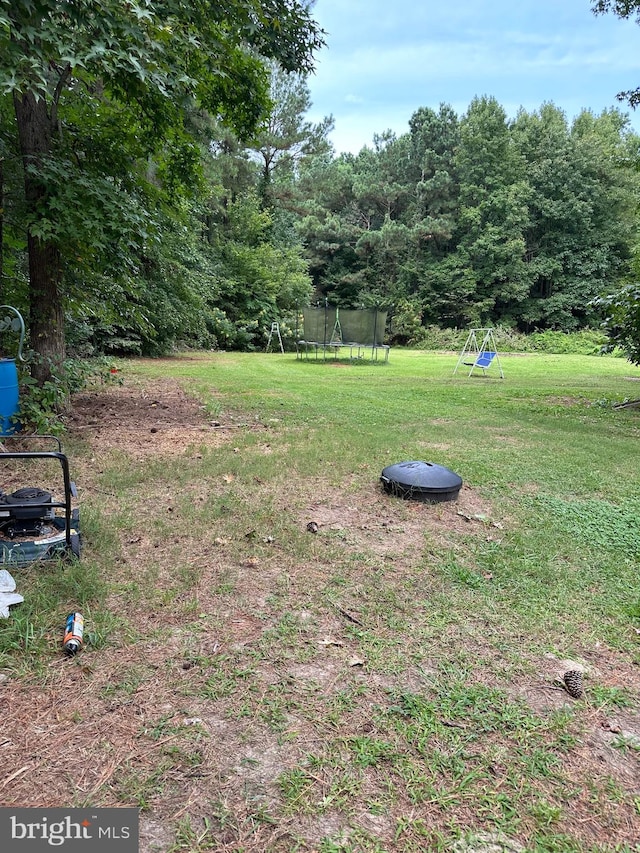 view of yard featuring a trampoline