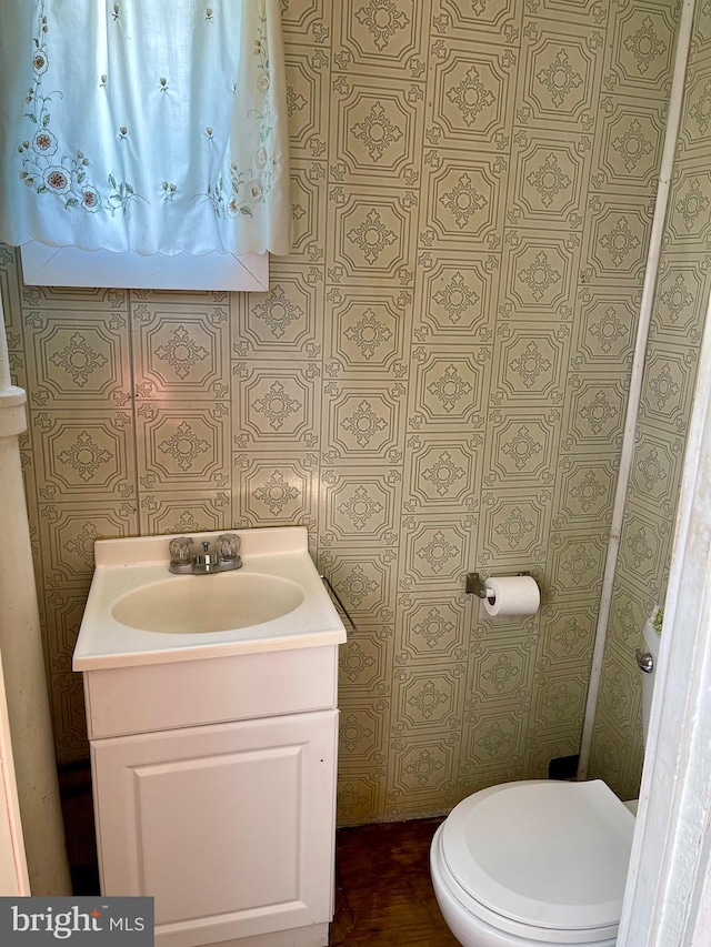 bathroom with vanity and toilet