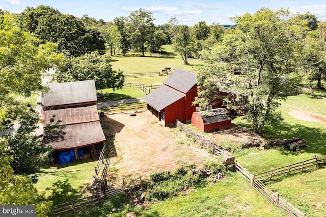 drone / aerial view featuring a rural view