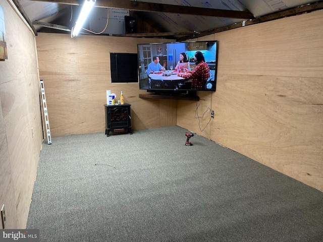 basement featuring carpet floors