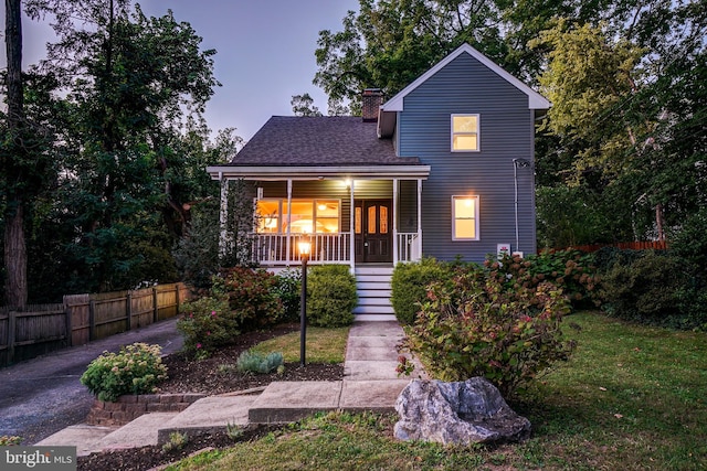 view of front property with covered porch