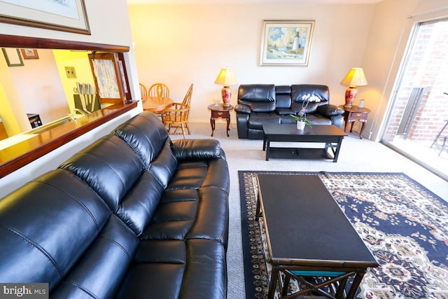 living room featuring carpet flooring