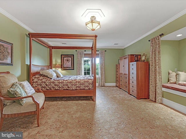 bedroom featuring crown molding