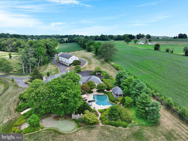 aerial view featuring a rural view