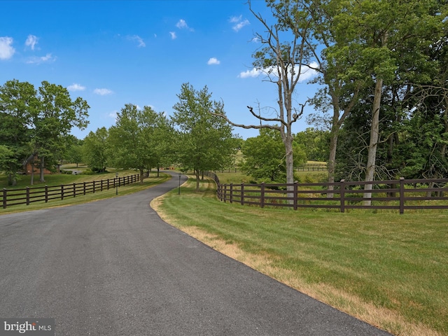 view of road featuring a rural view