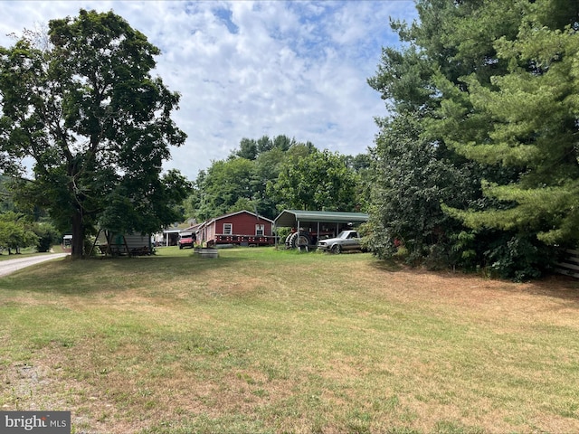 view of yard featuring a carport