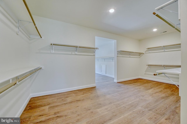 spacious closet featuring light wood-type flooring