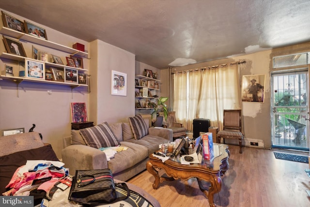 living room with hardwood / wood-style floors