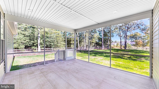 view of unfurnished sunroom