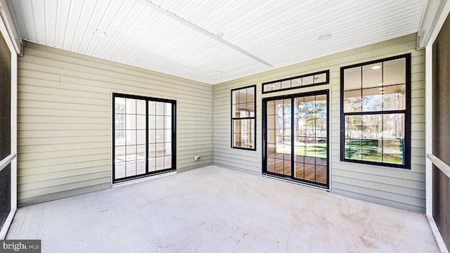 view of unfurnished sunroom