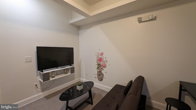 living room featuring tile patterned floors