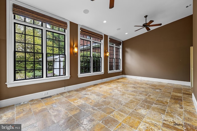 unfurnished room featuring ceiling fan