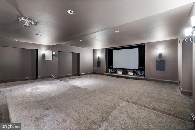 view of carpeted cinema room