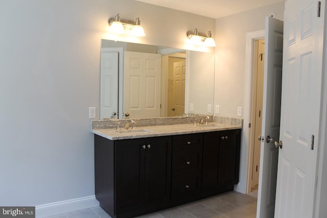 bathroom with tile patterned flooring and vanity