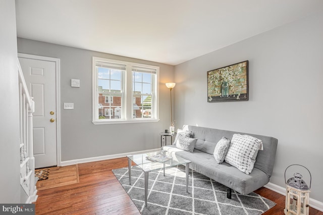 living room with hardwood / wood-style floors