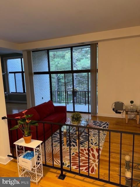 living room with hardwood / wood-style flooring