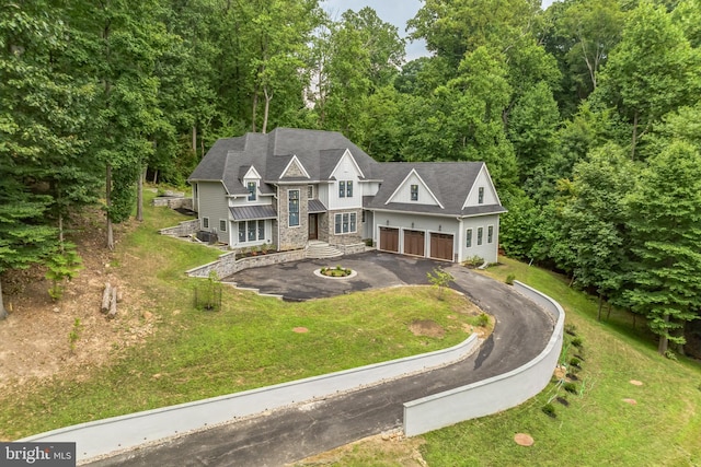 view of front of home with a front yard