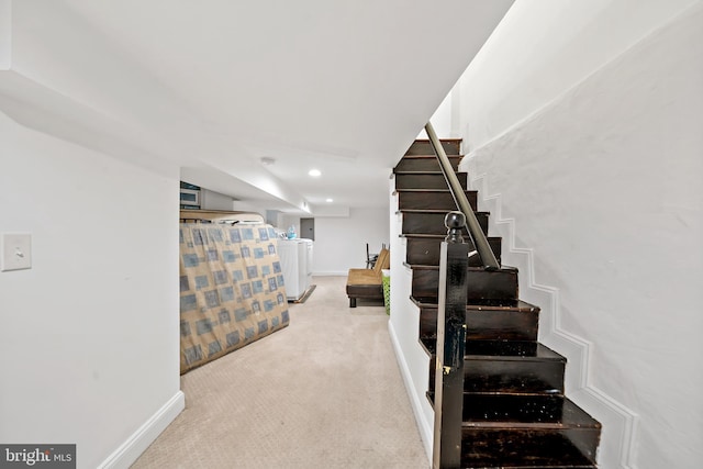 staircase with carpet flooring