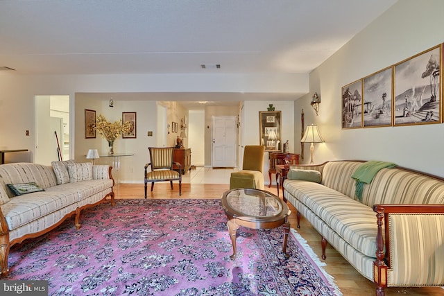 living room with wood-type flooring