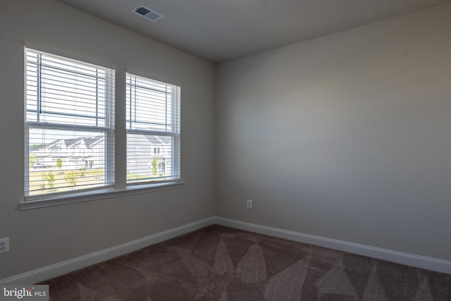 carpeted spare room featuring a wealth of natural light