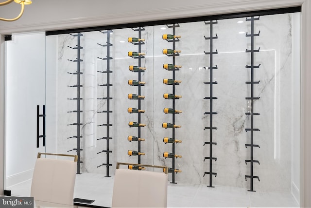 wine cellar featuring tile patterned floors