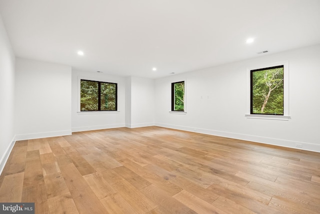 spare room featuring light hardwood / wood-style floors and a wealth of natural light