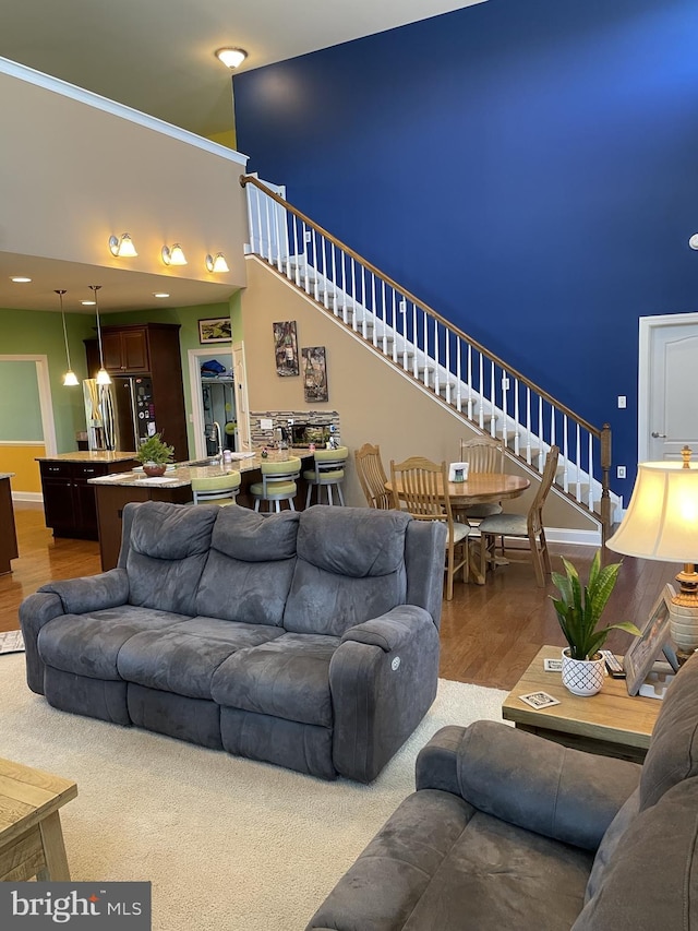 living room featuring wood-type flooring