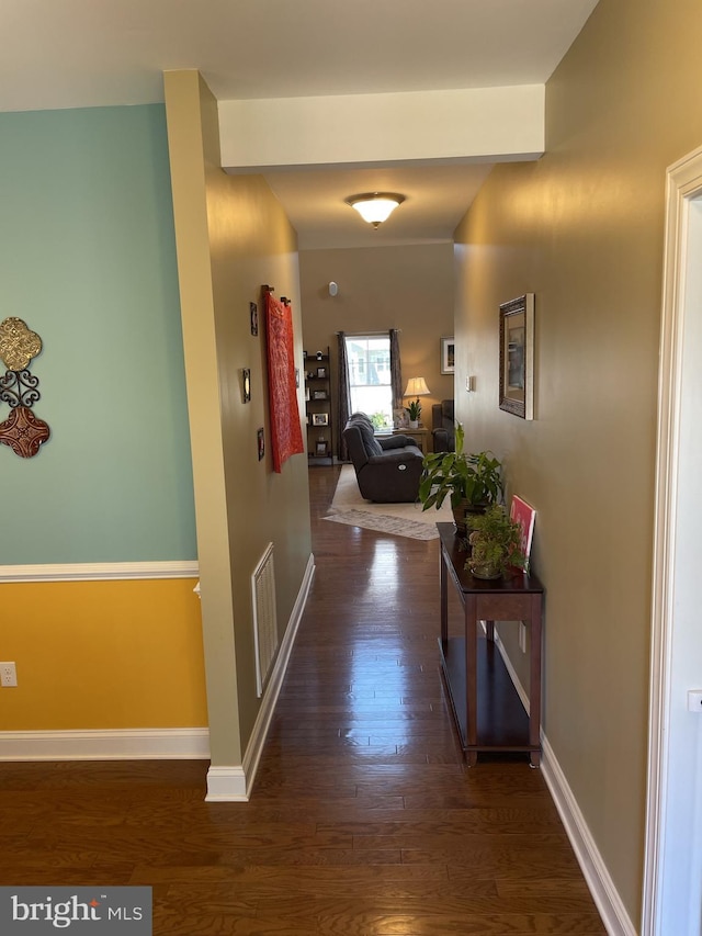 hall featuring dark hardwood / wood-style flooring