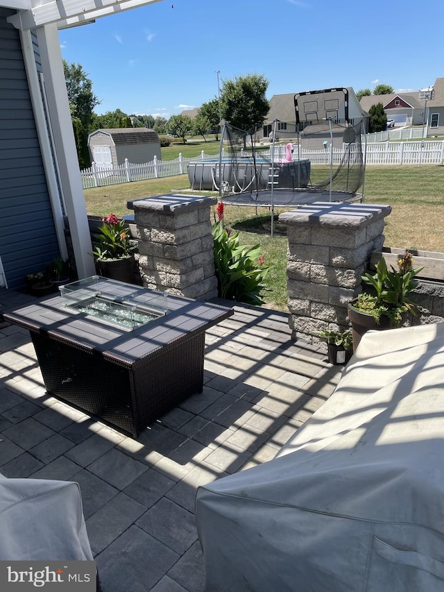 view of patio with a trampoline