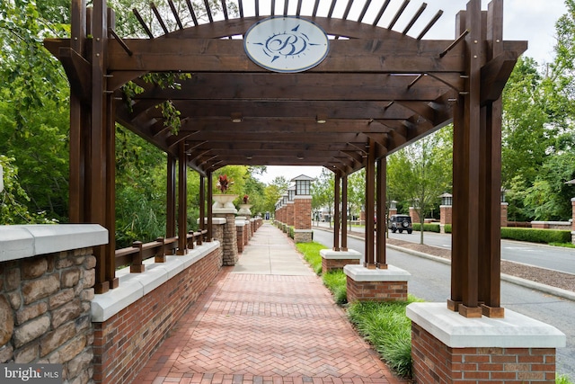 surrounding community with a pergola