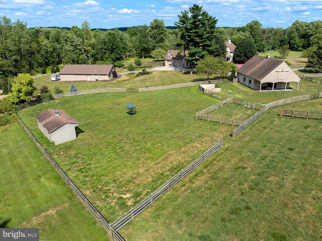 aerial view featuring a rural view