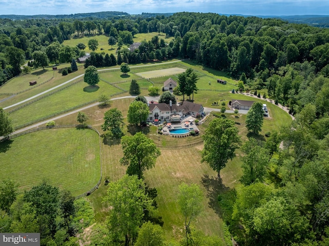 drone / aerial view with a rural view