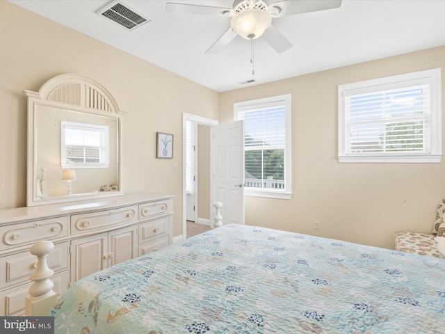 bedroom featuring ceiling fan