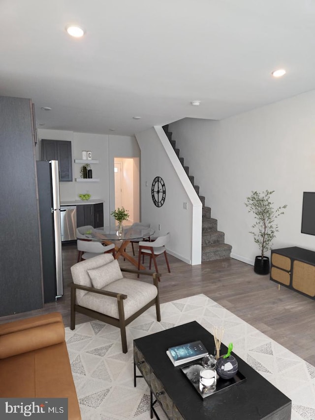 living room featuring hardwood / wood-style flooring