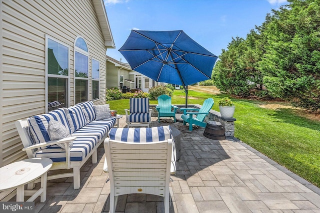 view of patio / terrace with an outdoor living space