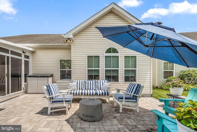 view of patio / terrace with an outdoor living space