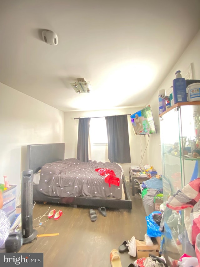 bedroom featuring multiple windows and wood-type flooring